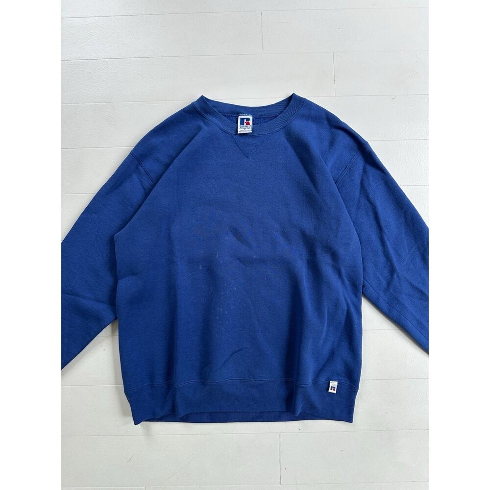 Vintage 90s Russell Athletic Blue Crewneck Sweatshirt Large 23 x 26